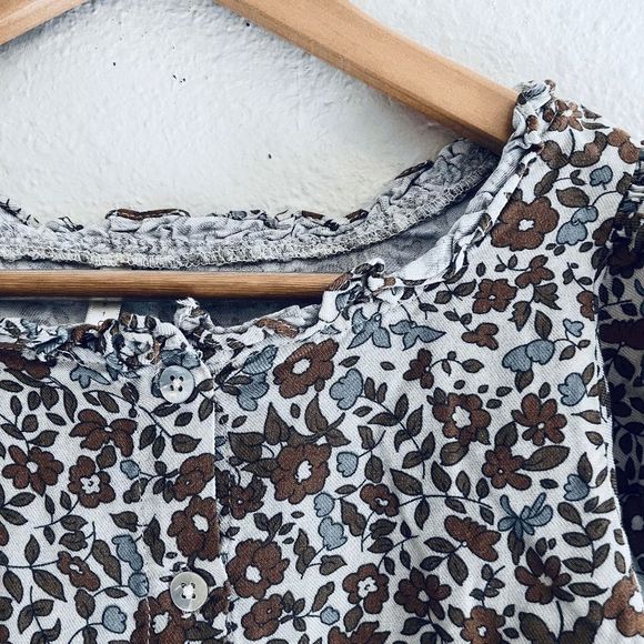 Rylee + Cru Girls Floral Button Down Short Puff Sleeve Top Youth Size 10-12 - Picture 5 of 7